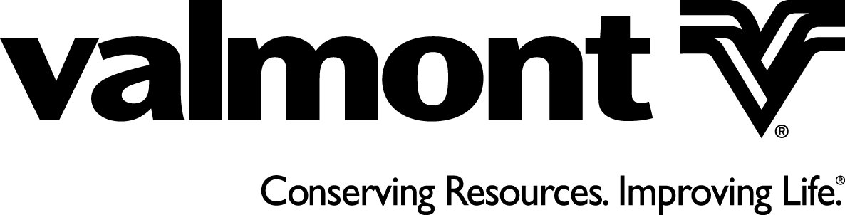 Valmont logo - conserving resources. improving life.